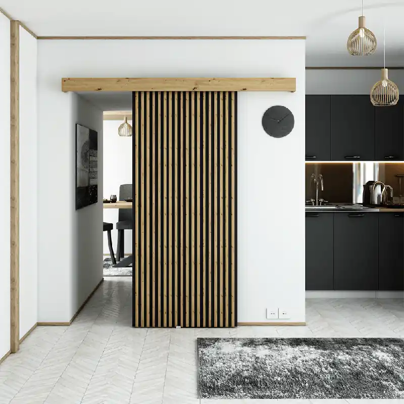 Posuvné dveře, černá/dub artisan, MODEN 90 1 Top Prodej