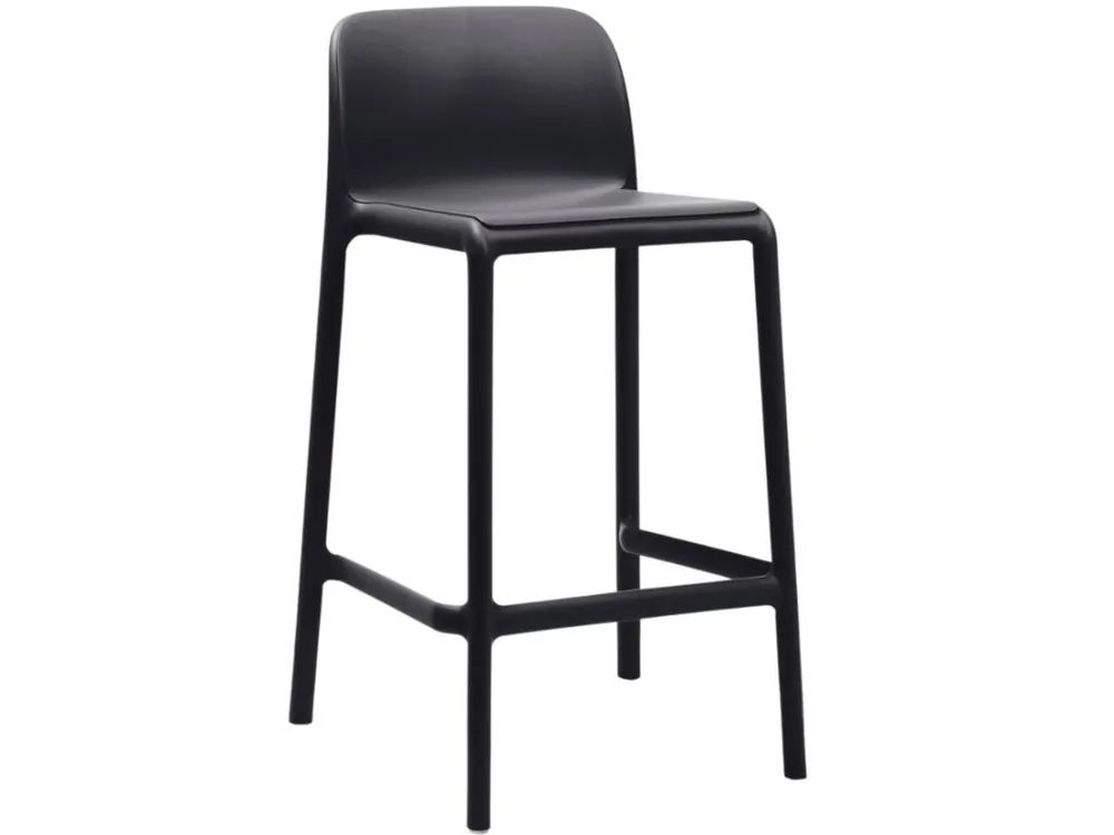 Originální Antracitově šedá plastová barová židle Faro Mini 65 cm