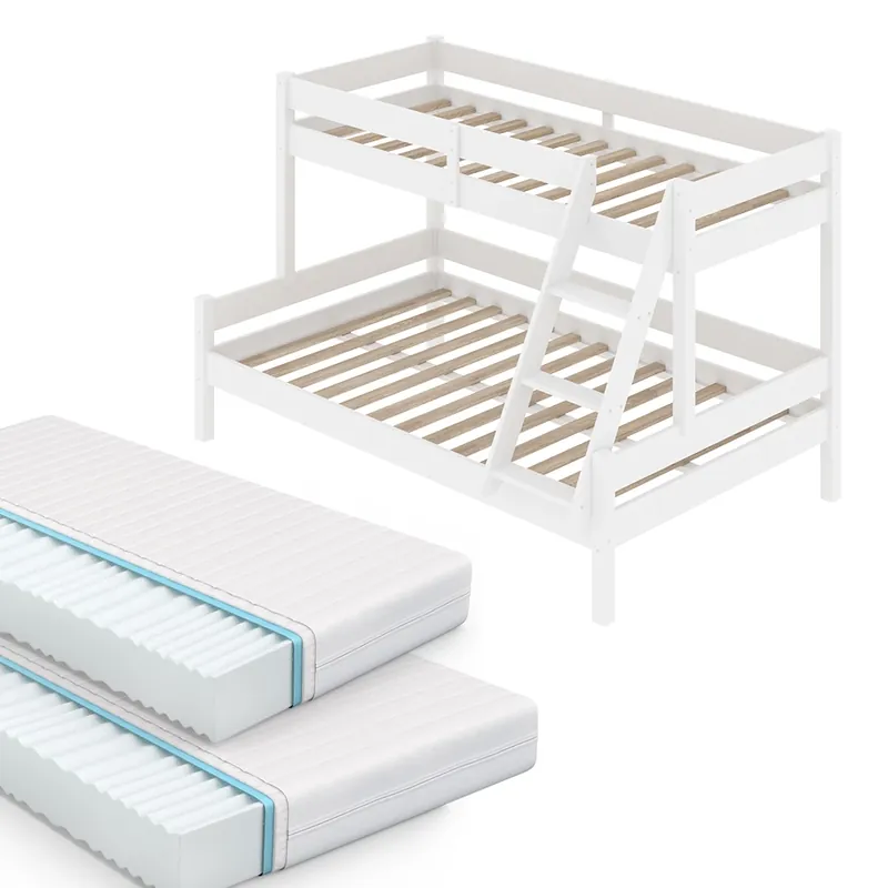 Patrová postel Everest Bílá 120x200 / 80x200 cm se 2 matracemi Vitalispa Bezpečná Platba