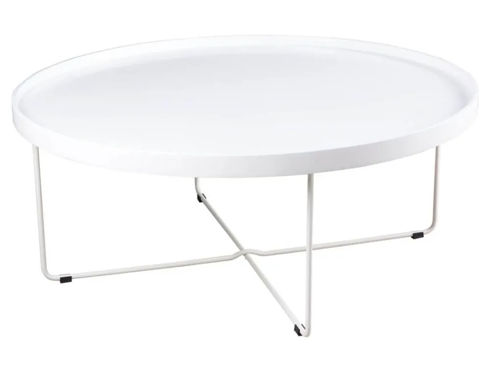 Omezená Nabídka Bílý lakovaný kulatý konferenční stolek Somcasa Bruno 90 cm