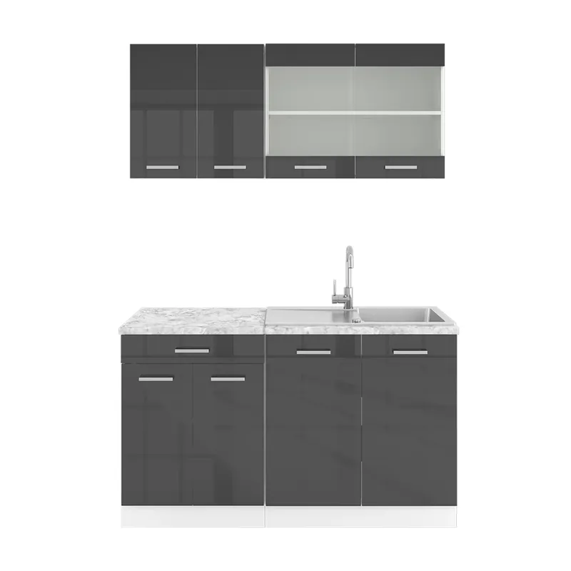 Top Prodej Jednotková kuchyně R-Line Antracitový vysoký lesk/bílá 140 cm s pracovní deskou Vicco