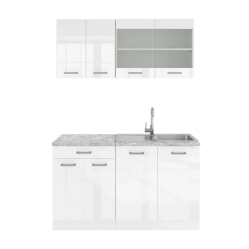 Jednotková kuchyně R-Line Bílá vysoký lesk/bílá 140 cm s pracovní deskou Vicco Aktuální