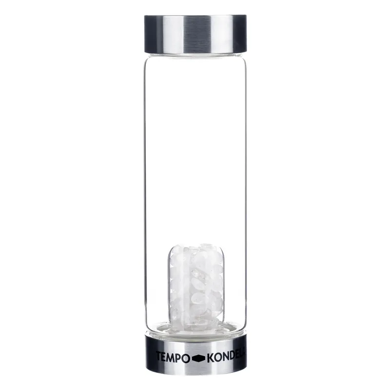 Originální TEMPO-KONDELA CRYSTAL, skleněná láhev s bílým křemenem, 500 ml