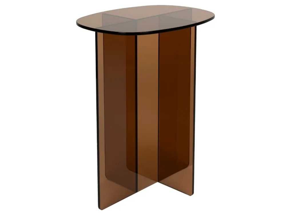 Hnědý skleněný odkládací stolek LINEA 40 x 30 cm Vrácení Zdarma