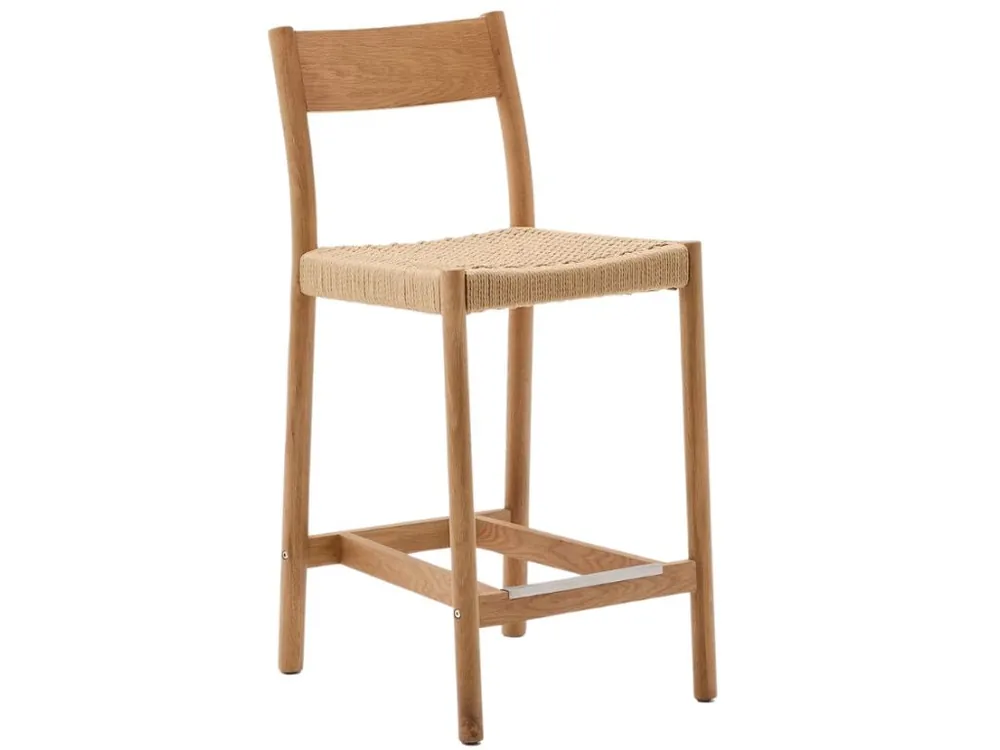 Must-Have Dubová barová židle Kave Home Yalia s výpletem 65 cm