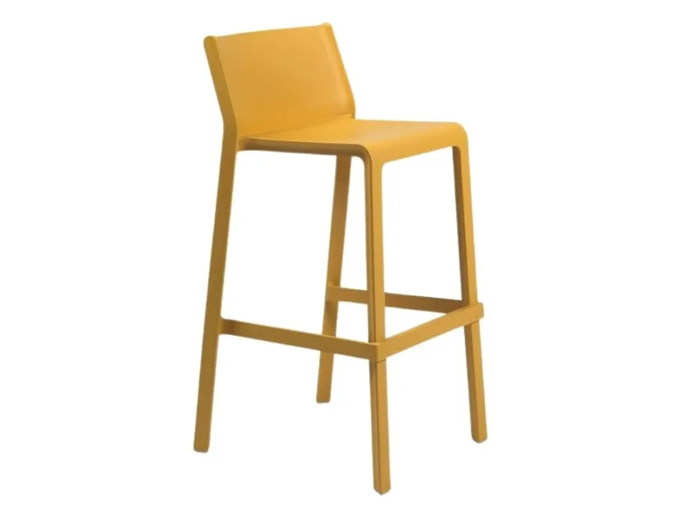 Nová Kolekce Hořčicově žlutá plastová barová židle Trill 76 cm