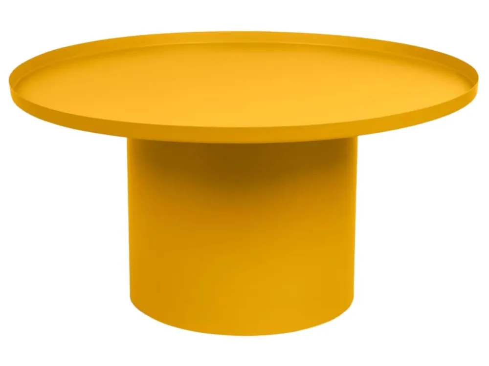 Hořčicově žlutý kovový konferenční stolek Kave Home Fleksa Ø 72 cm Sezónní Sleva