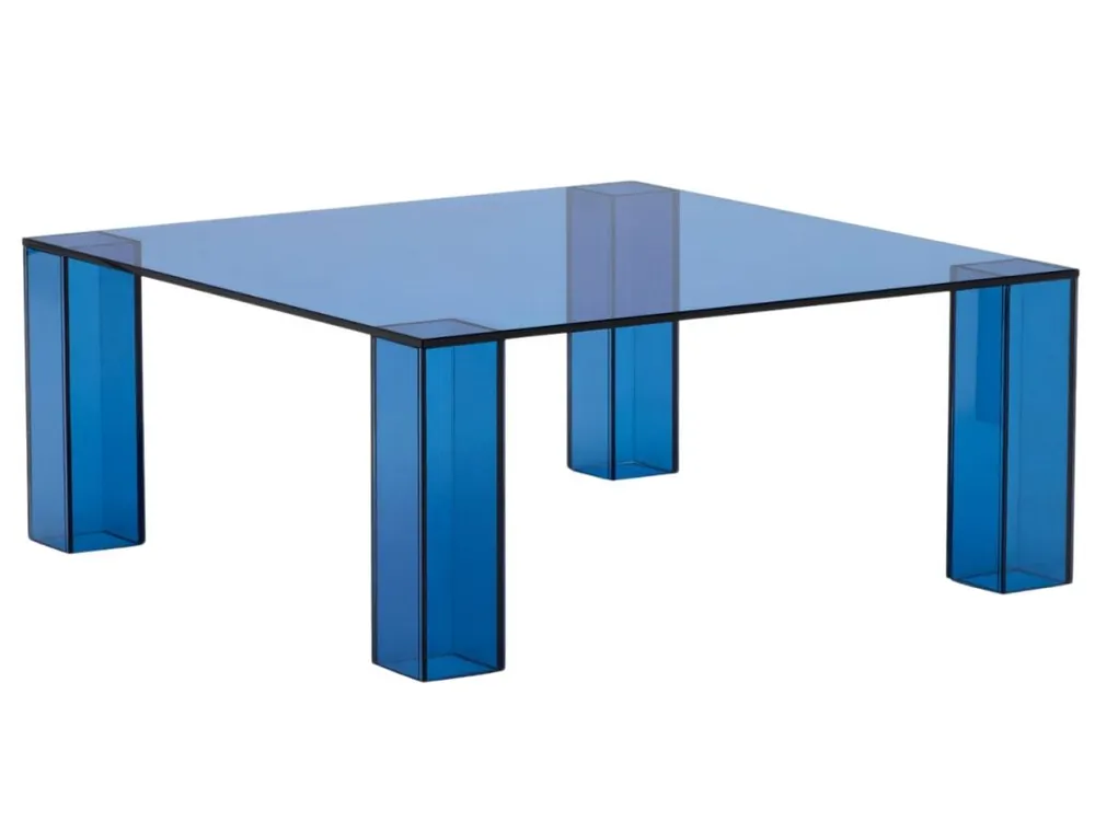 Modrý skleněný konferenční stolek Kave Home Adularia 85 x 85 cm Nejlepší Volba