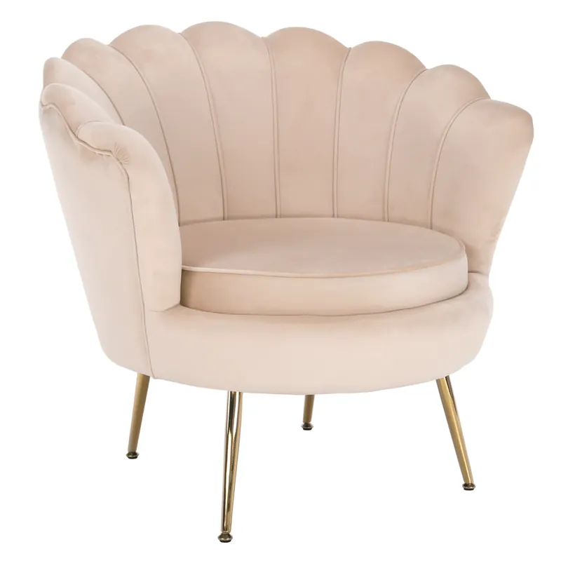 Novinka Křeslo ve stylu Art-deco, béžová Velvet látka / gold chrom-zlatý, NOBLIN