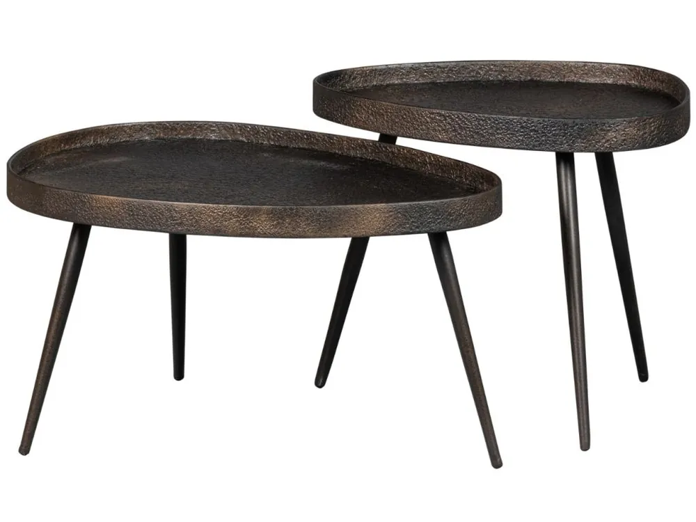 Set dvou konferenčních stolků Educro 71x52 / 54x41 cm s bronzovým dekorem Koupit Online