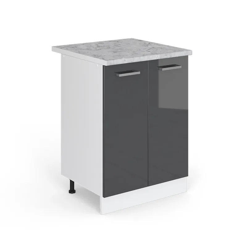 Přímo Od Výrobce Spodní skříňka kuchyňské linky R-Line Antracitový vysoký lesk 60 cm s pracovní deskou Vicco