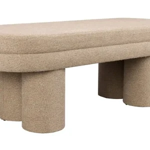 Značkový Béžová bouclé lavice DUTCHBONE FERN 110 cm