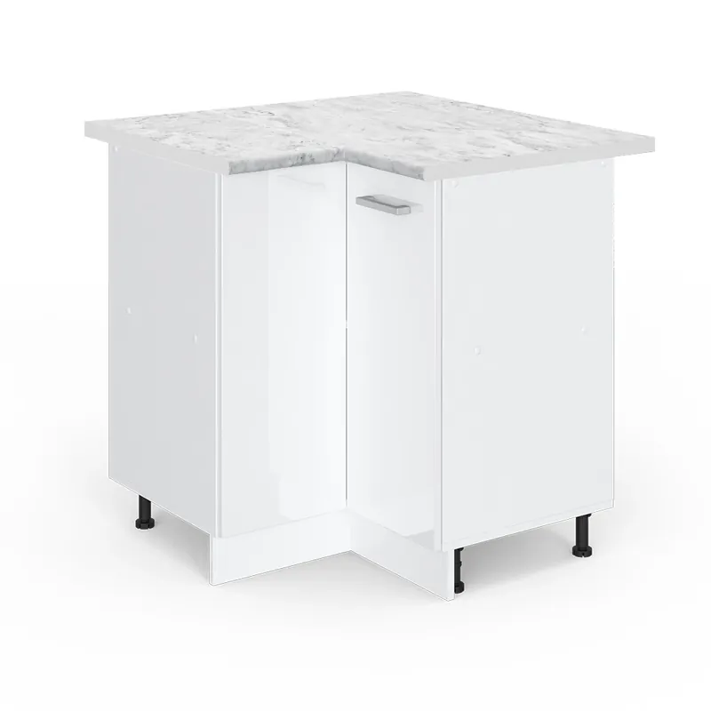 Ověřený Rohová skříňka R-Line Bílá vysoký lesk 75.6 cm s pracovní deskou Vicco