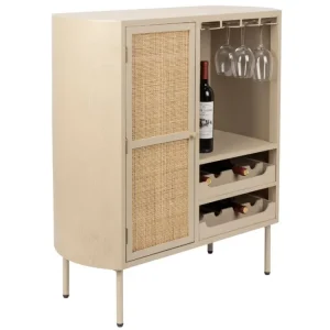 Béžová dřevěná vinotéka s ratanovou výplní WLL AMAYA 90 x 38 cm Koupit Online