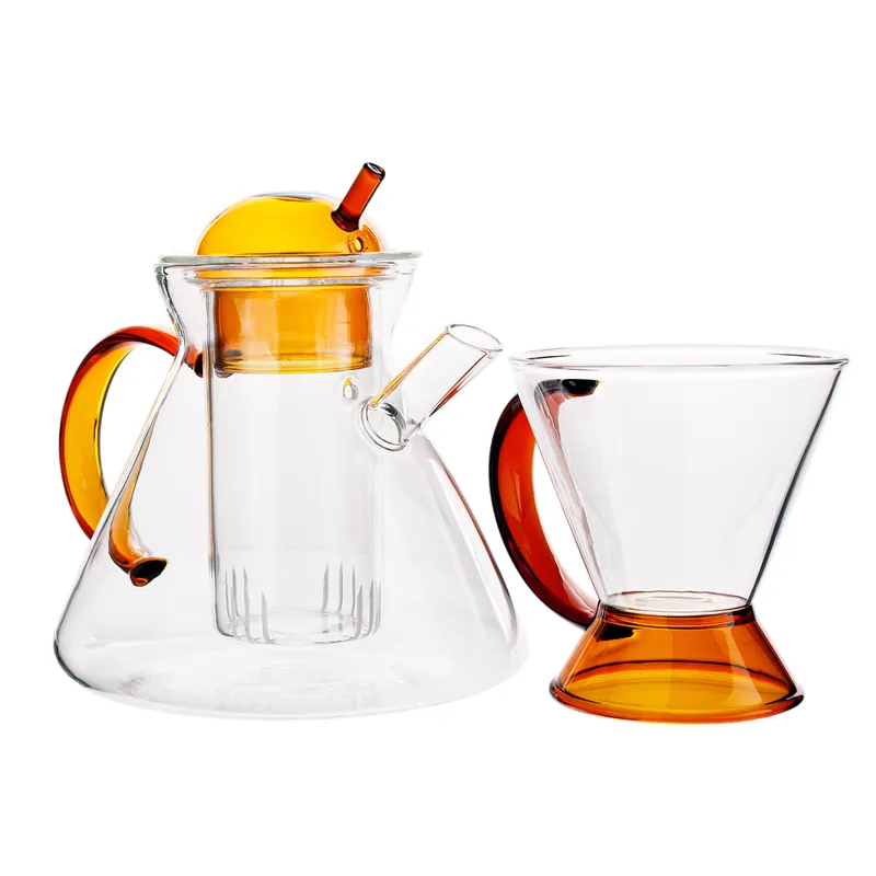 Cenový Hit TEMPO-KONDELA KONVO, čajník se sítkem a šálkem, 500 + 180 ml, sklo