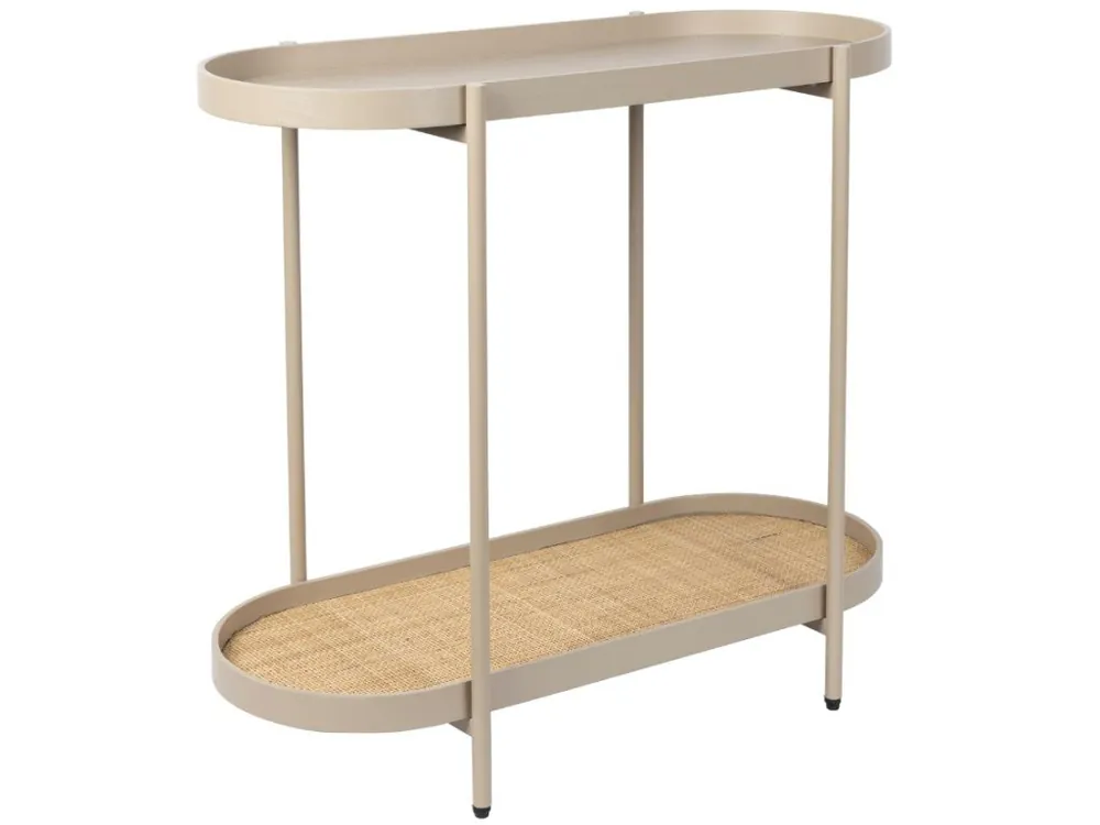Vrácení Zdarma Béžový dřevěný toaletní stolek s ratanovou výplní WLL AMAYA 85 x 39 cm