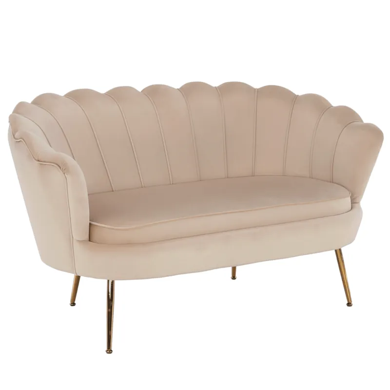 Lavice ve stylu Art-deco, béžová Velvet látka / gold chrom-zlatý, NOBLIN Časově Omezené