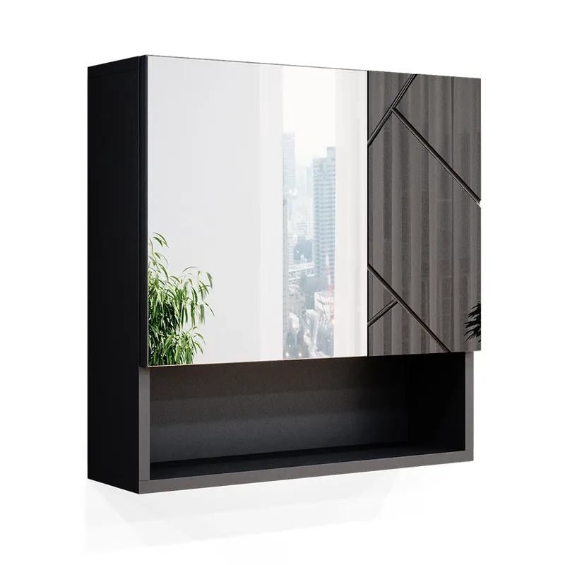 Koupelnová zrcadlová skříňka Irma Antracitový vysoký lesk 54 x 55 cm Vicco Sezónní Sleva