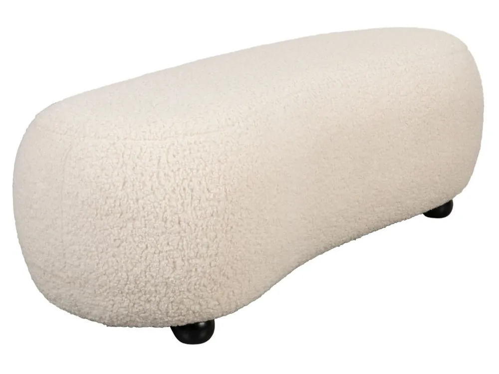 Bílá bouclé lavice WLL NOXX 120 cm Cenově Výhodný