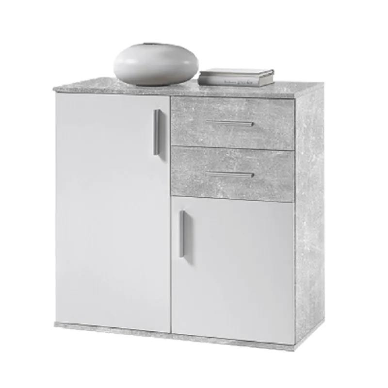 Komoda, bílá/beton, POPPY 4 Ihned K Objednání