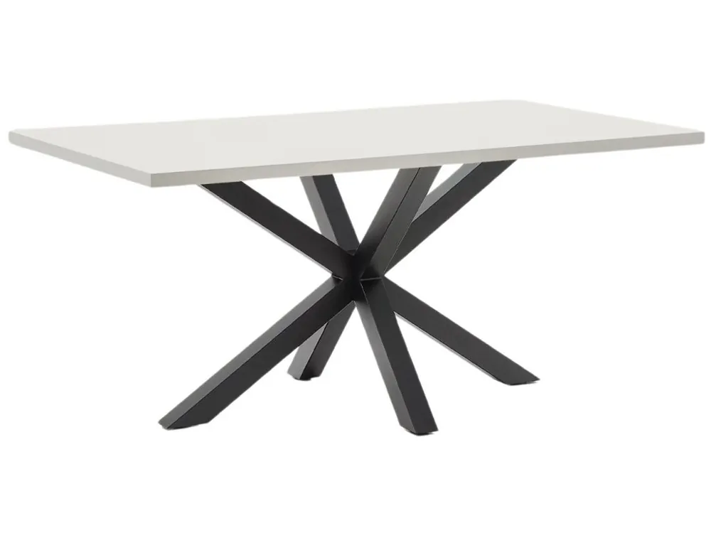 Hit Sezóny Bílý jídelní stůl Kave Home Argo 160 x 100 cm s černou kovovou podnoží