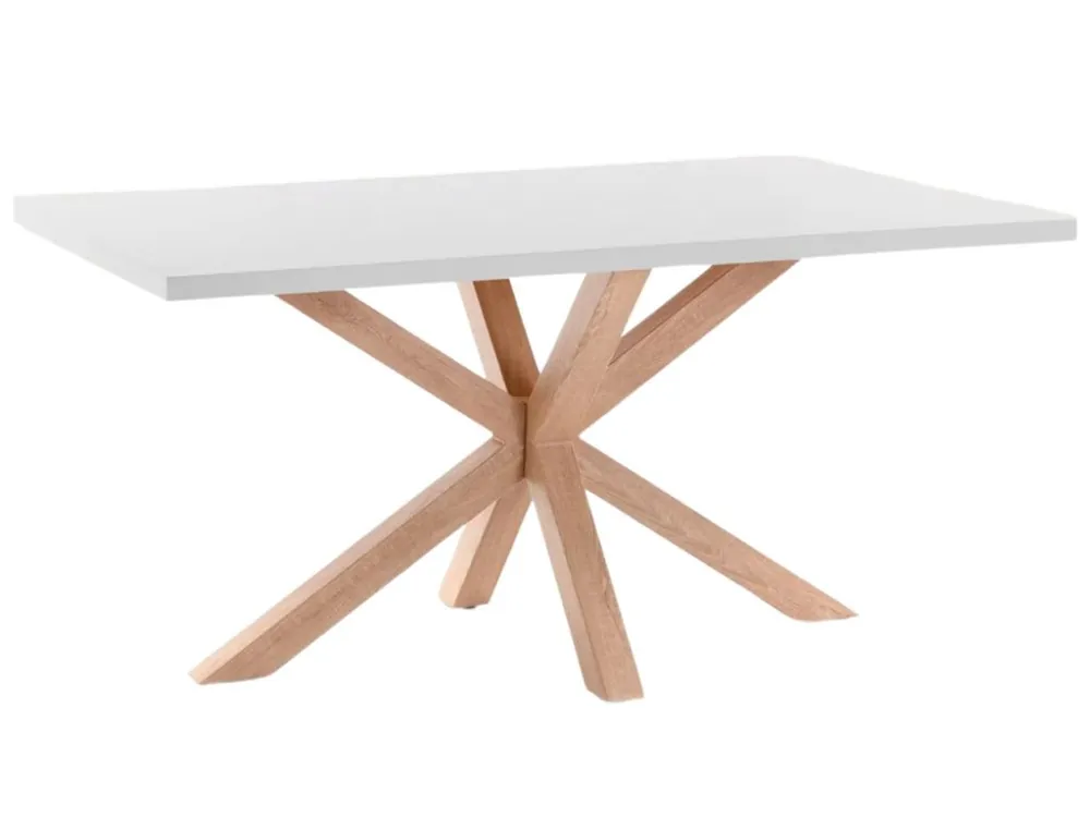 Bezpečná Platba Bílý jídelní stůl Kave Home Argo 160 x 100 cm s přírodní kovovou podnoží
