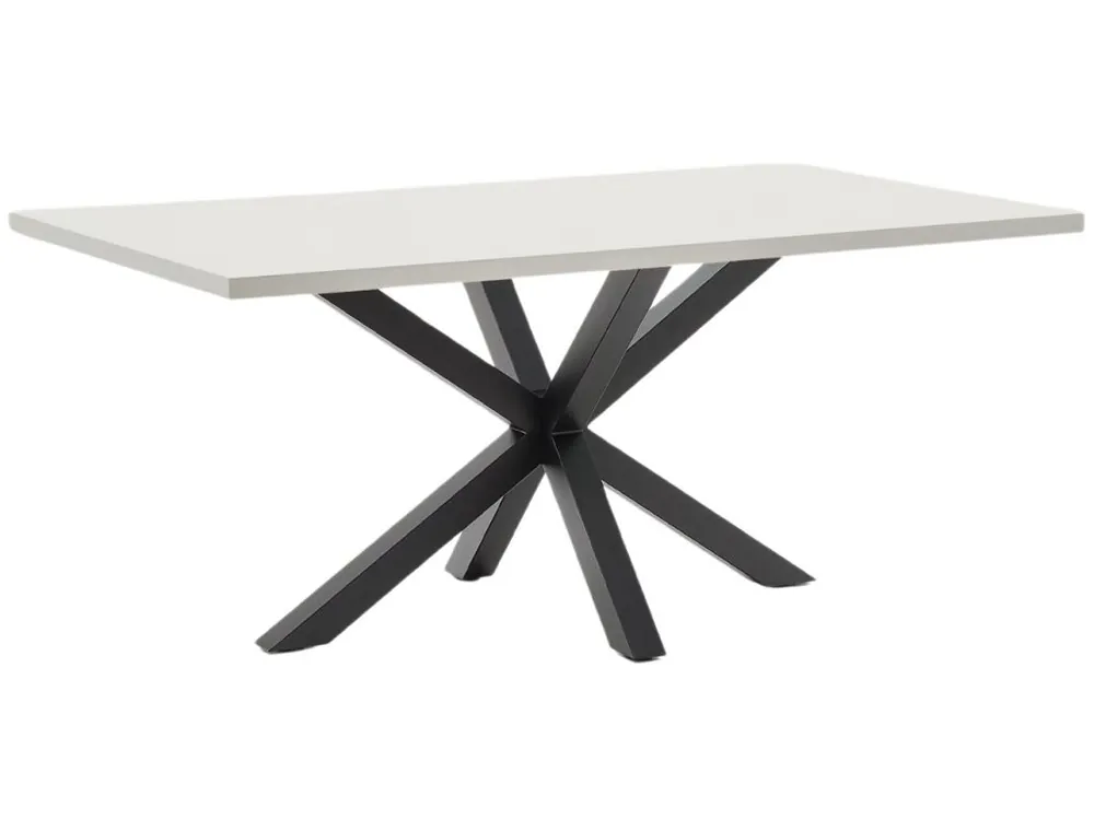 Ihned K Objednání Bílý jídelní stůl Kave Home Argo 180 x 100 cm s černou kovovou podnoží