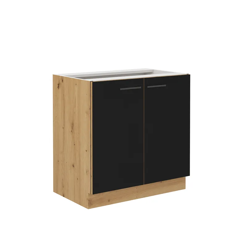 Spodní kuchyňská skříňka, černý mat / dub artisan, Monro 80 D 2F BB Omezená Nabídka