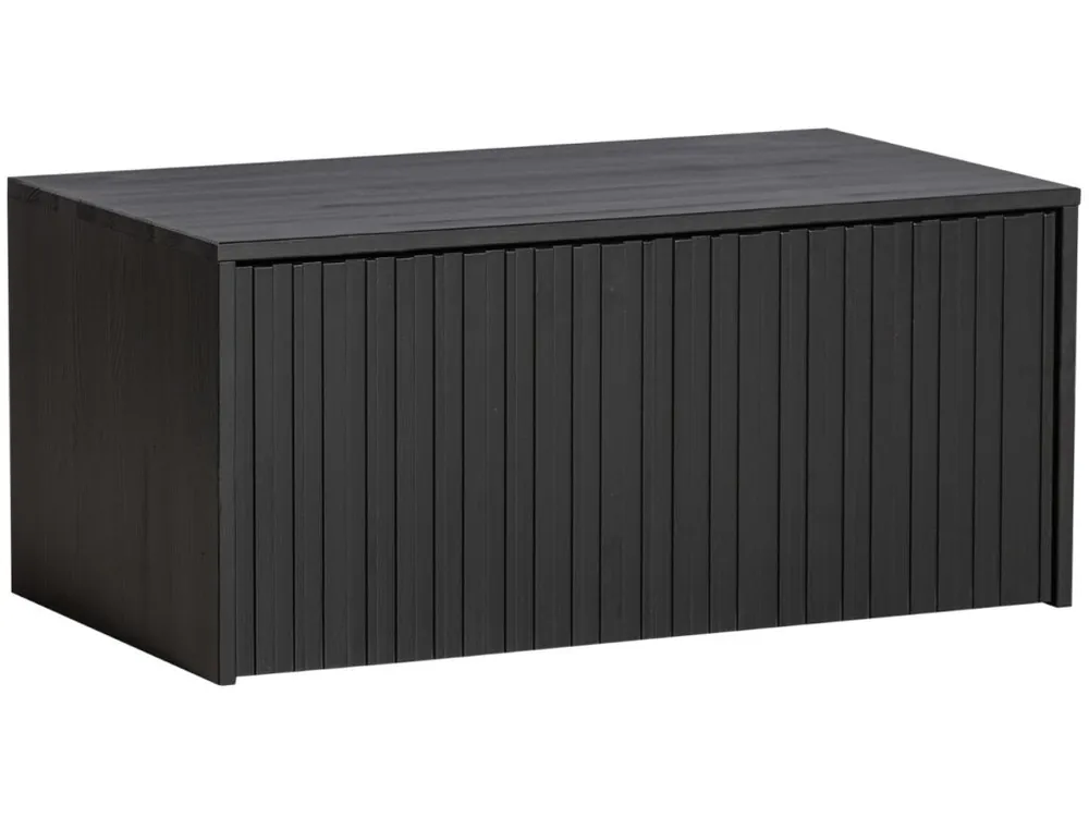 Černá dřevěná lavice s úložným prostorem Gravia 88 x 50 cm Víkendová Akce