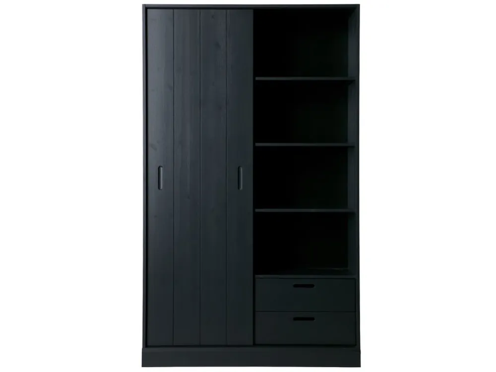 Černá dřevěná skříň Shelpine 200 x 120 cm Akce