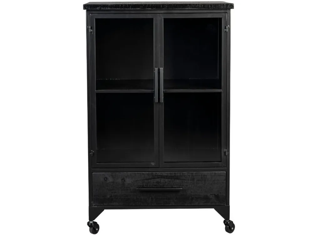Must-Have Černá dřevěná vitrína WLL Ferre 105x65 cm