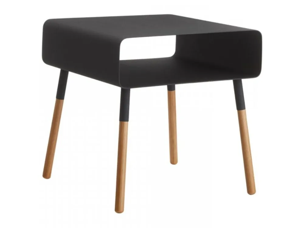 Must-Have Černý kovový odkládací stolek Yamazaki Plain 35 x 35 cm