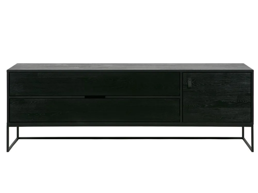 Černý jasanový TV stolek Frax 180 x 40 cm Levný