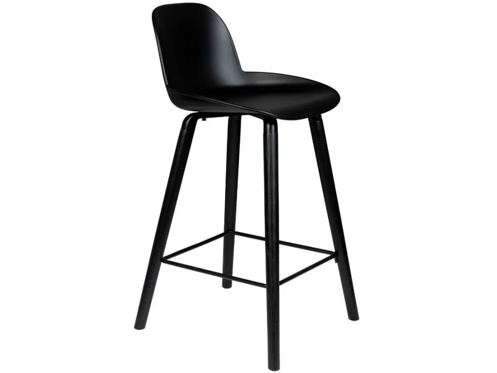 Černá plastová barová židle ZUIVER ALBERT KUIP ALL BLACK 66 cm Akční Nabídka