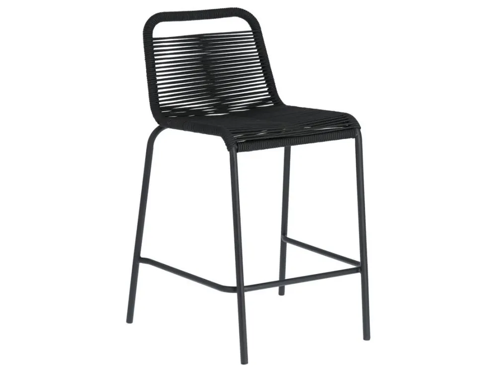 Levný Černá pletená barová židle Kave Home Lambton 62 cm