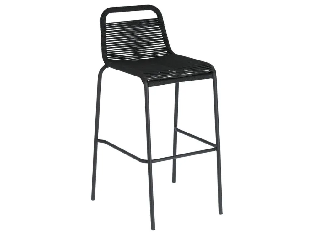 Sleva Černá pletená barová židle Kave Home Lambton 74 cm