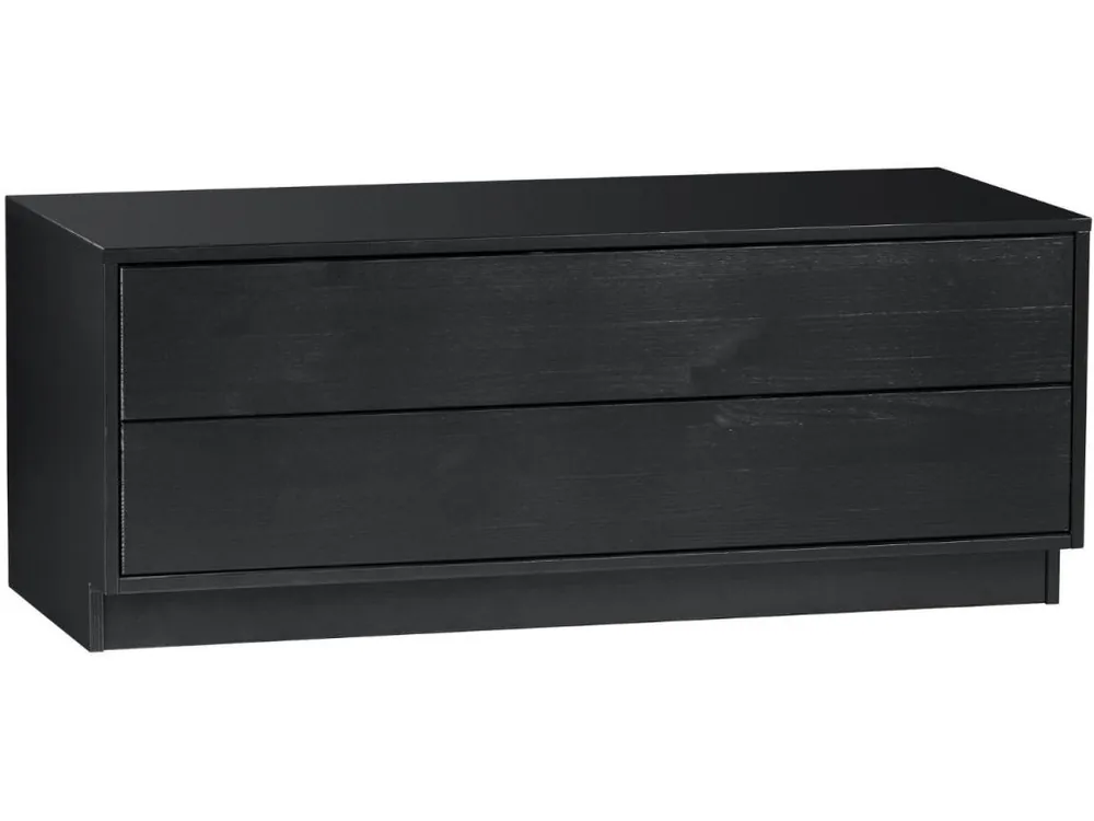 Zlevněný Černý borovicový TV stolek Frederica 100 x 39,5 cm