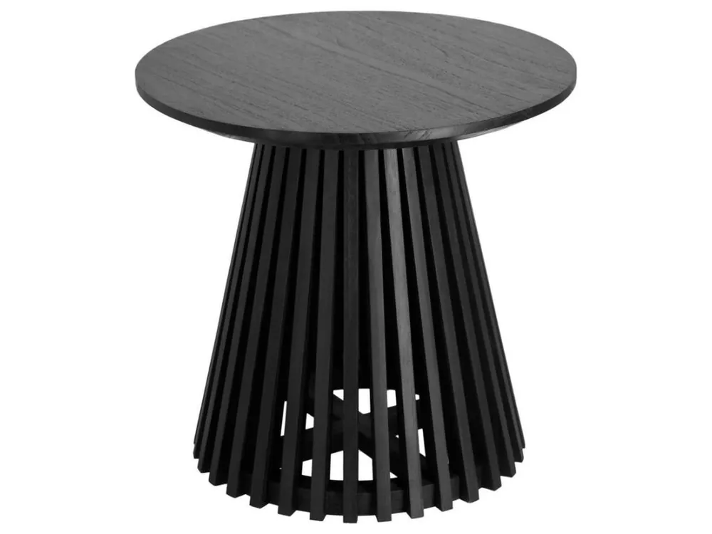 Černý dřevěný kulatý odkládací stolek Kave Home Jeanette 50 cm Zlevněný