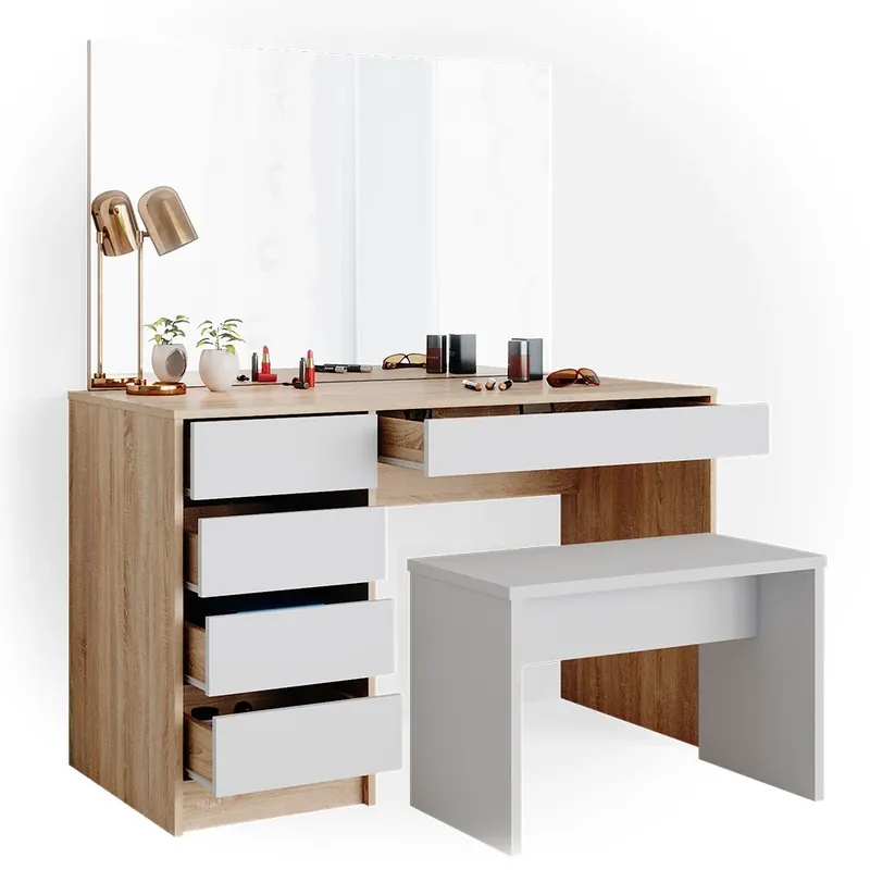 Must-Have Toaletní stolek Sherry Bílá/Sonoma 120 cm s lavičkou Vicco