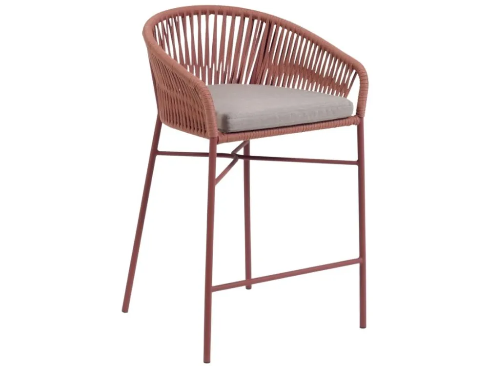 Oblíbený Červeno hnědá pletená barová židle Kave Home Yanet 65 cm