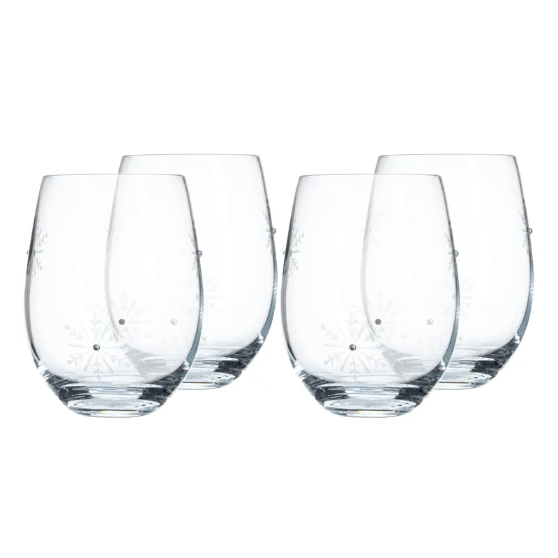 Značkový TEMPO-KONDELA SNOWFLAKE STRIK, sklenice, set 4 ks, s krystaly, 530 ml