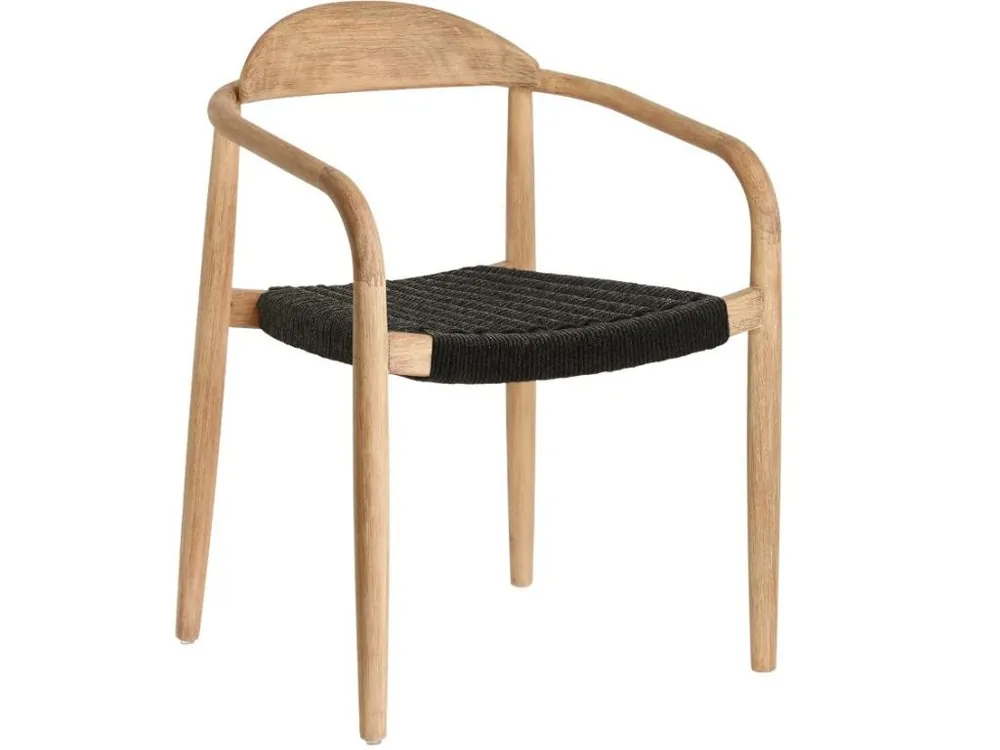 Dřevěná jídelní židle Kave Home Nina s černým výpletem Novinka