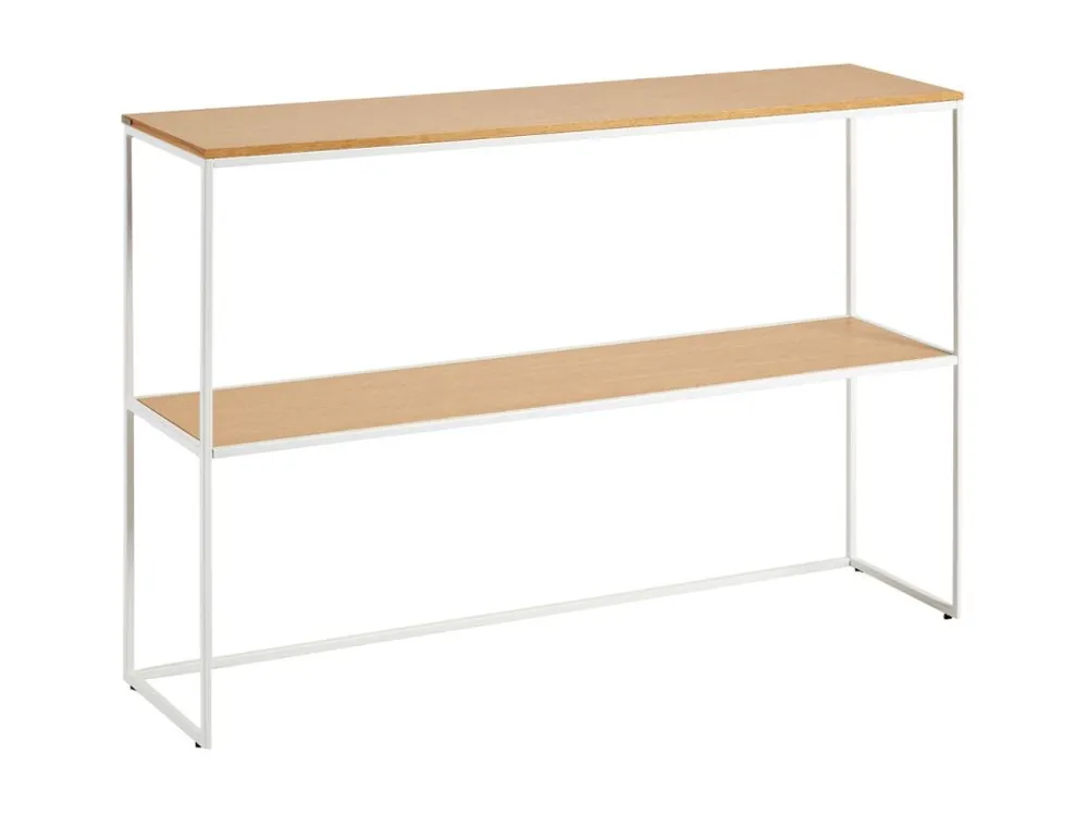 Akční Nabídka Dubový toaletní stolek Kave Home Yoana 120 x 30 cm s bílou podnoží