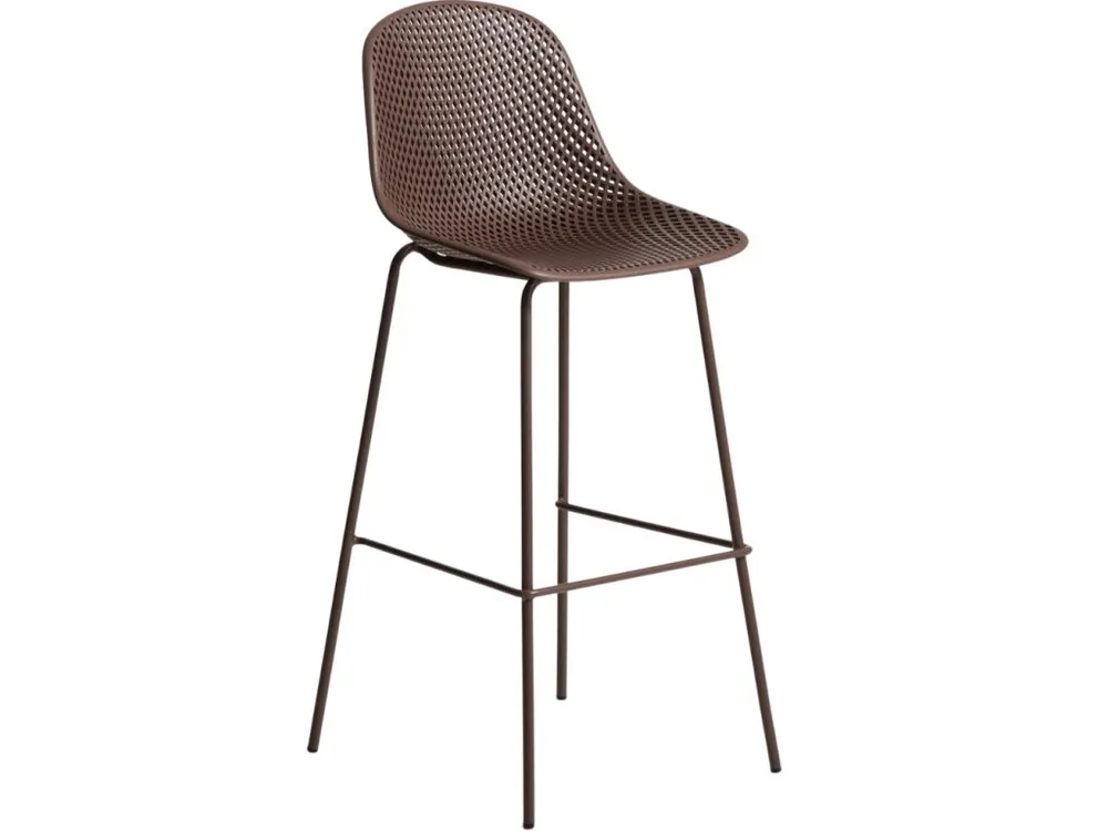 Hnědá plastová barová židle Quinby 75 cm Sezónní Sleva