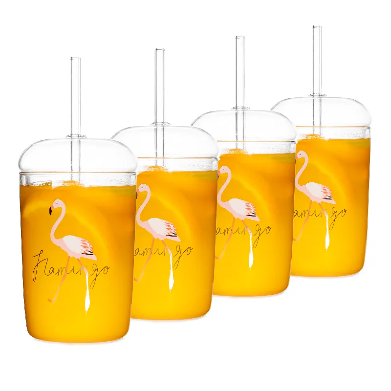 Pohár na drink, set 4 ks, s víkem a brčkem, 250ml, HOTCOOL TYP 7 Kup Teď