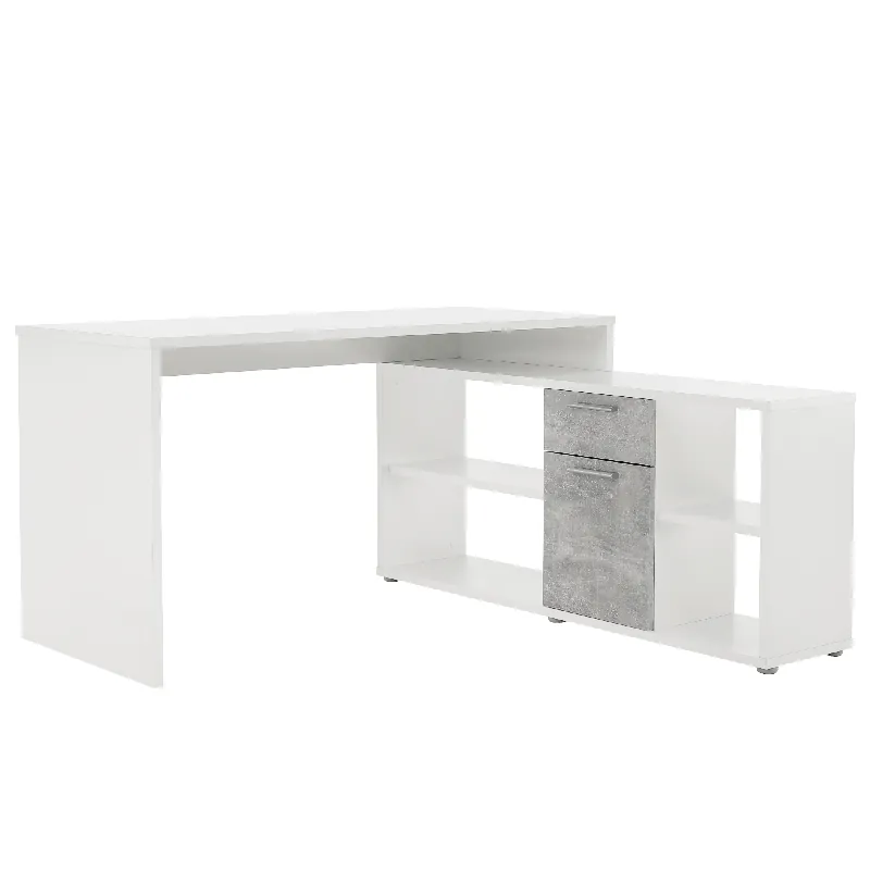 PC stůl, bílá / beton, NOE NEW Odeslání Ihned