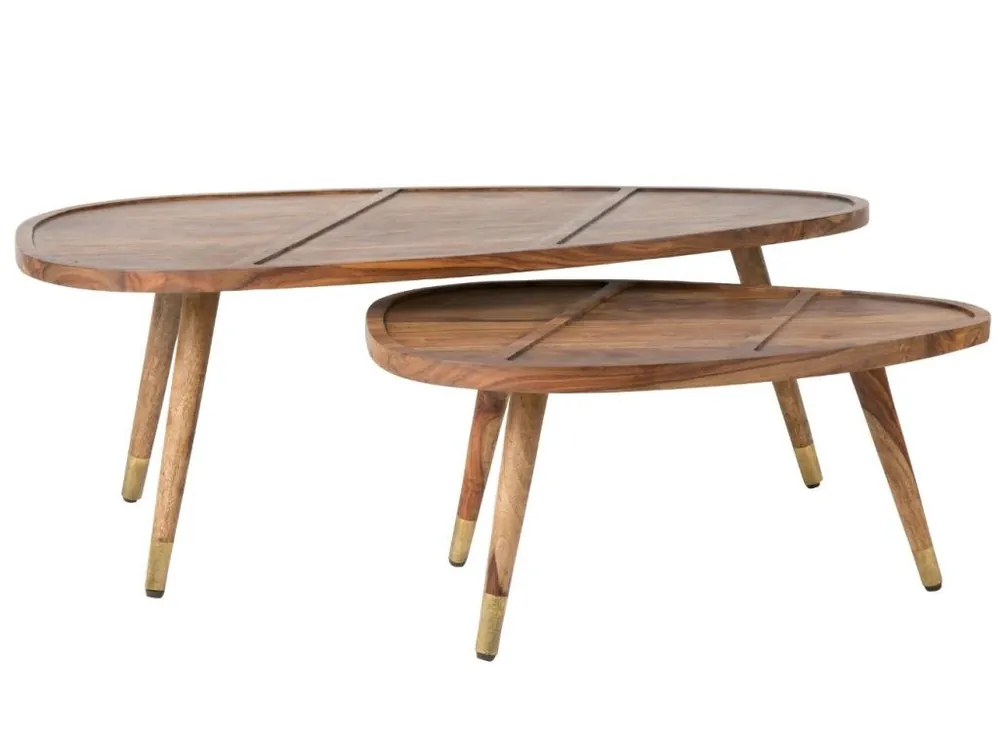Hnědý set sheeshamových konferenčních stolků DUTCHBONE Sham 110x60 cm Super Cena