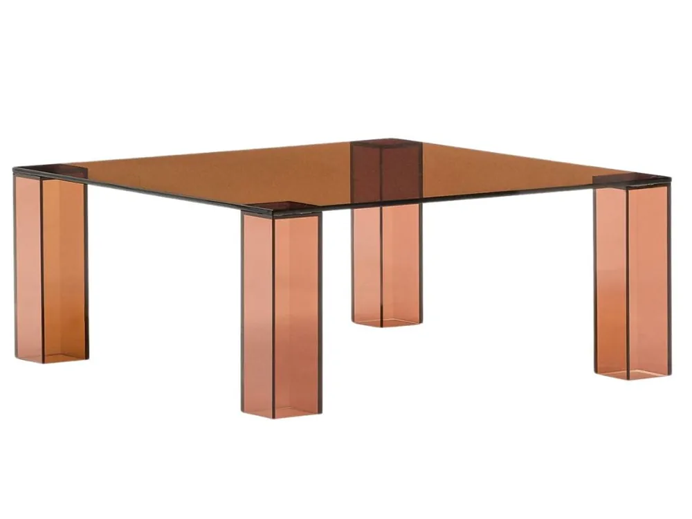 Hit Sezóny Hnědý skleněný konferenční stolek Kave Home Adularia 85 x 85 cm