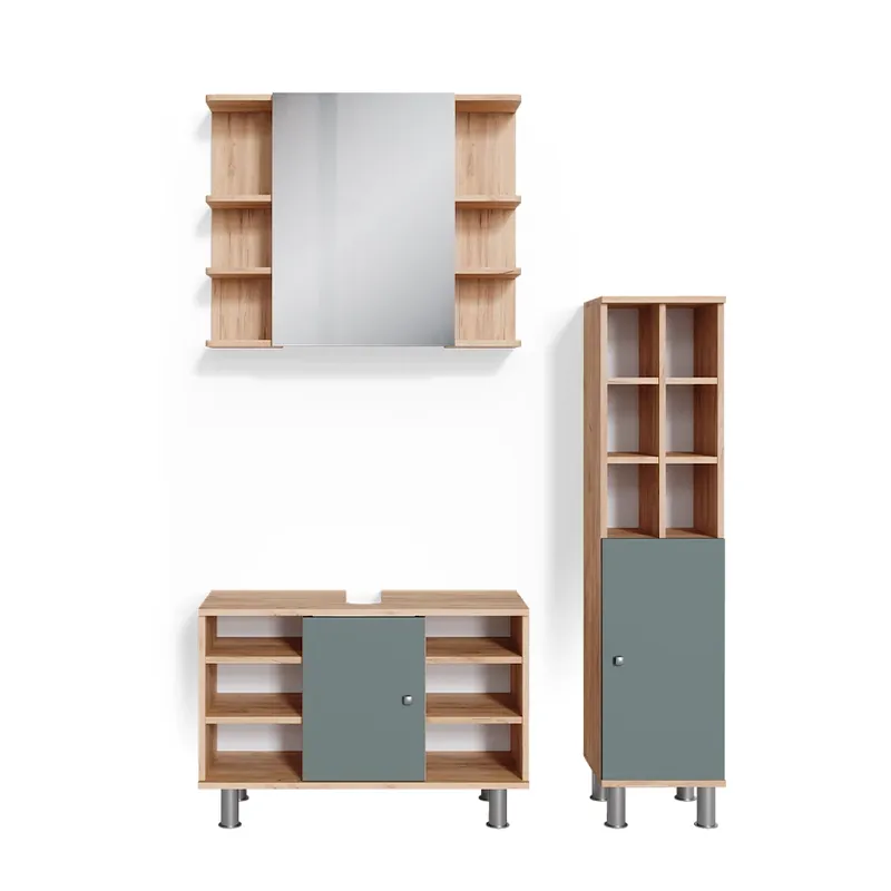 Levný Sada nábytku do koupelny Fynn Zelená 3 díly, podstavec 80 cm Vicco