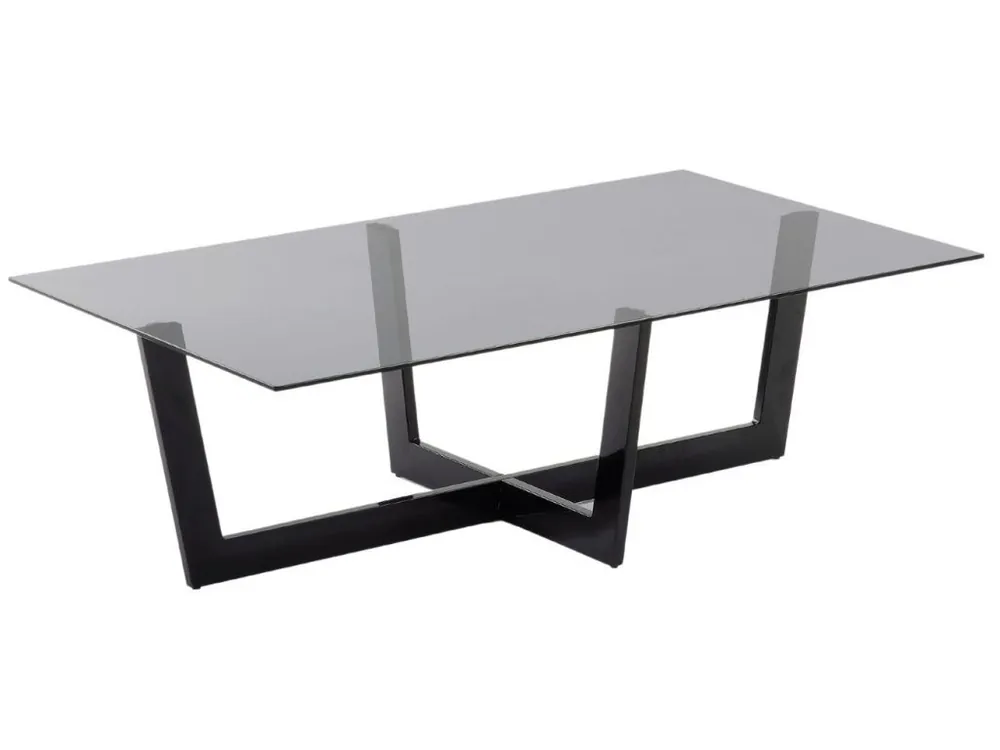Omezená Nabídka Kouřově šedý skleněný konferenční stolek Kave Home Plam 120 x 70 cm
